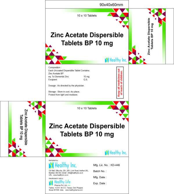 Zinc Acetate Dispersible Tablets , जिंक एसीटेट फैलाने योग्य गोलियाँ , Comprimidos Dispersables de Acetato de Zinc , Comprimés dispersibles d'acétate de zinc قرص قابل للتشتت من خلات الزنك ملجم ملجم ,乙醯鋅複合分散劑 毫克 毫克 , comprimidos dispersíveis de acetato de zinco ,Диспергируемые таблетки ацетата цинка ,酢酸亜鉛分散錠 ,suppliers India, Exporters,Wholesalers India, Distributors India, Generic Supplier,who gmp certified manufacturer